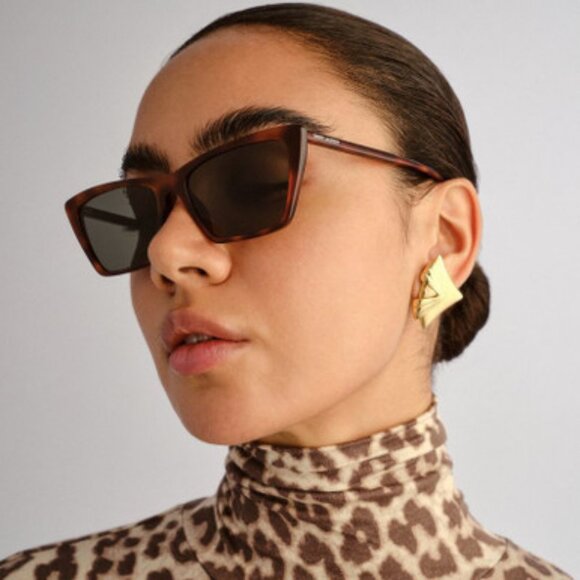 NEW SL737 MICA THIN 002 SAINT LAURENT SUNGLASSES HAVANA SQUARE WOMEN EYE… - Picture 1 of 4